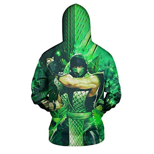 Mortal Kombat Hoodie - Reptile Greeen Unisex 3D Print Pullover Drawstring Hoodie