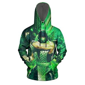 Mortal Kombat Hoodie - Reptile Greeen Unisex 3D Print Pullover Drawstring Hoodie