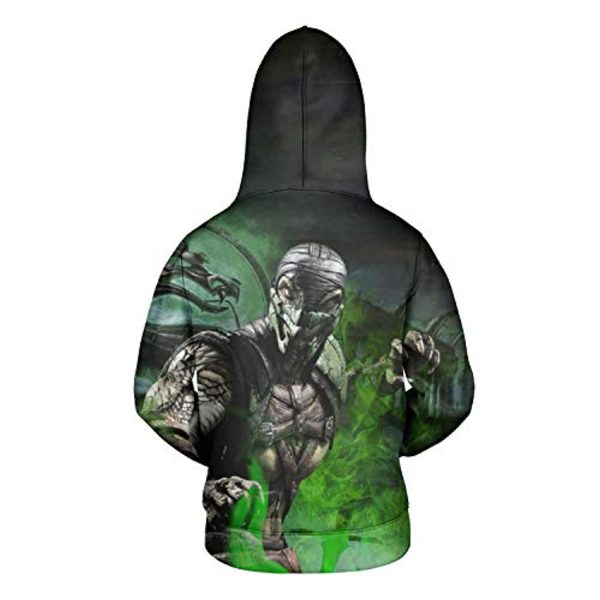Mortal Kombat Hoodie - Reptile Green Unisex 3D Full Print Pullover Drawstring Hoodie