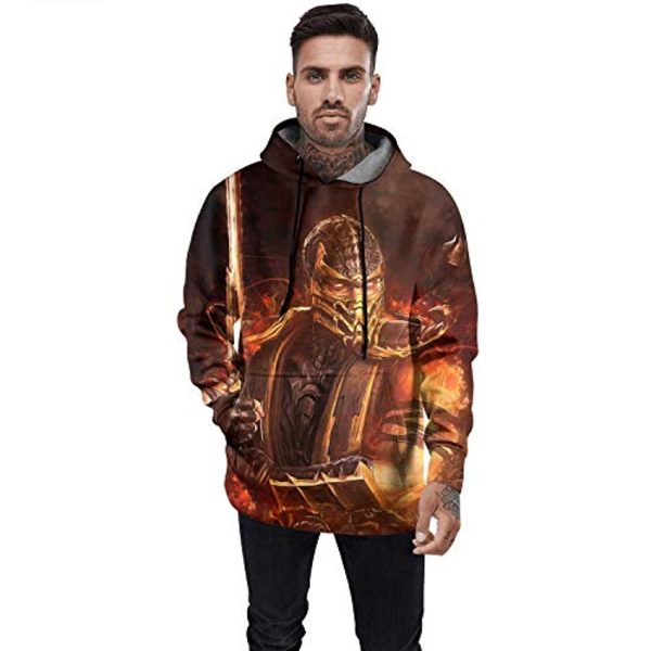 Mortal Kombat Hoodie -  Scorpion 3D Print Pullover Drawstring Hoodie