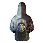 Mortal Kombat Hoodie - Scorpion Gray and Black Unisex 3D Print Pullover Drawstring Hoodie