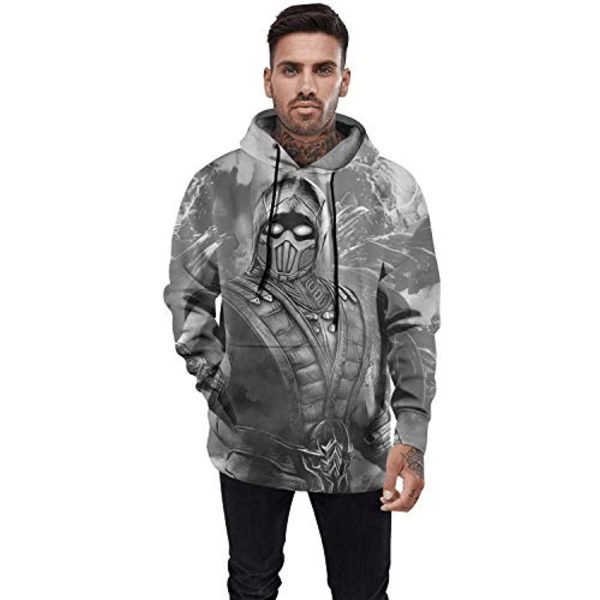 Mortal Kombat Hoodie - Scorpion Gray Unisex 3D Print Pullover Drawstring Hoodie