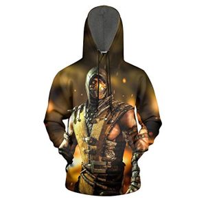 Mortal Kombat Hoodie - Scorpion Unisex 3D Print Pullover Drawstring Hoodie