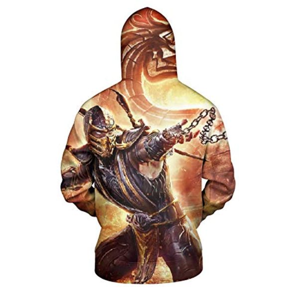 Mortal Kombat Hoodie -  Scorpion Yellow 3D Print Pullover Drawstring Hoodie