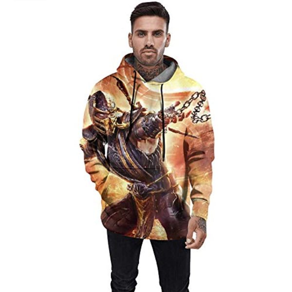 Mortal Kombat Hoodie -  Scorpion Yellow 3D Print Pullover Drawstring Hoodie