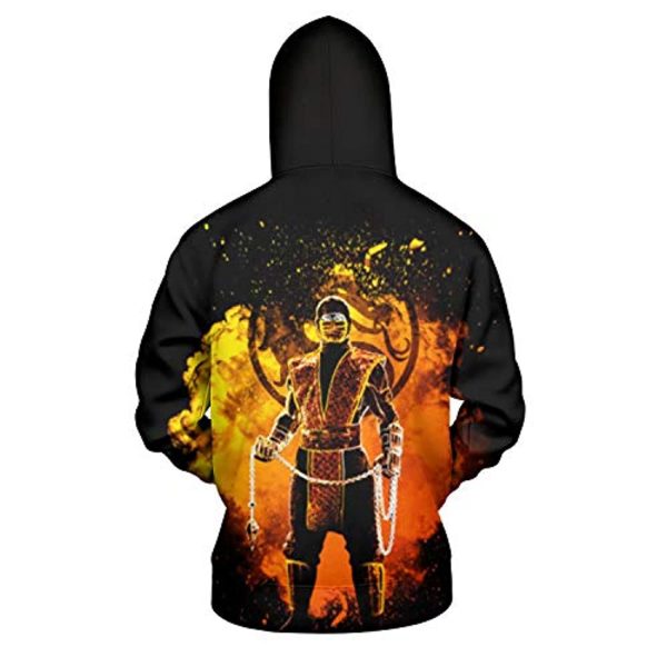 Mortal Kombat Hoodie - Sub-Zero Black and Yellow Unisex 3D Print Pullover Drawstring Hoodie