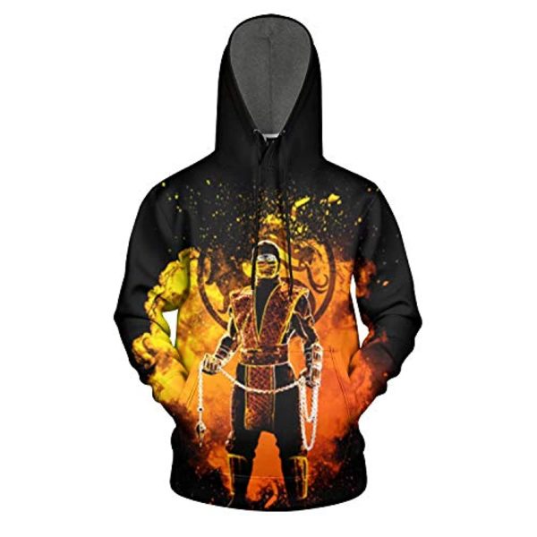 Mortal Kombat Hoodie - Sub-Zero Black and Yellow Unisex 3D Print Pullover Drawstring Hoodie
