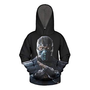 Mortal Kombat Hoodie - Sub-Zero Black Unisex 3D Print Pullover Drawstring Hoodie