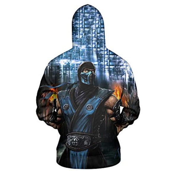 Mortal Kombat Hoodie - Sub-Zero Blue Unisex 3D Print Pullover Drawstring Hoodie