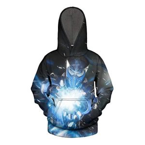 Mortal Kombat Hoodie - Sub-Zero Dark Blue Shine Unisex 3D Print Pullover Drawstring Hoodie