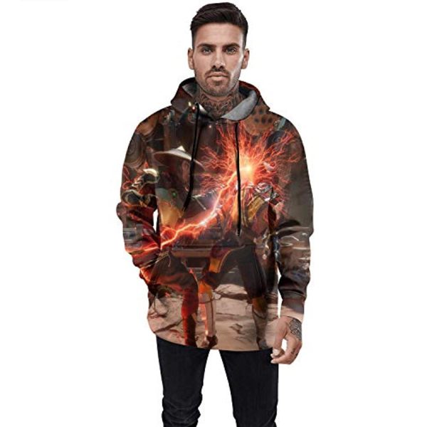 Mortal Kombat Hoodie - Unisex Flame 3D Print Pullover Drawstring Hoodie