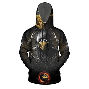Mortal Kombat Hoodie - Unisex Scorpion Black 3D Print Pullover Drawstring Hoodie