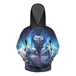 Mortal Kombat Hoodie - Unisex Sub-Zero Dark Blue 3D Print Pullover Drawstring Hoodie