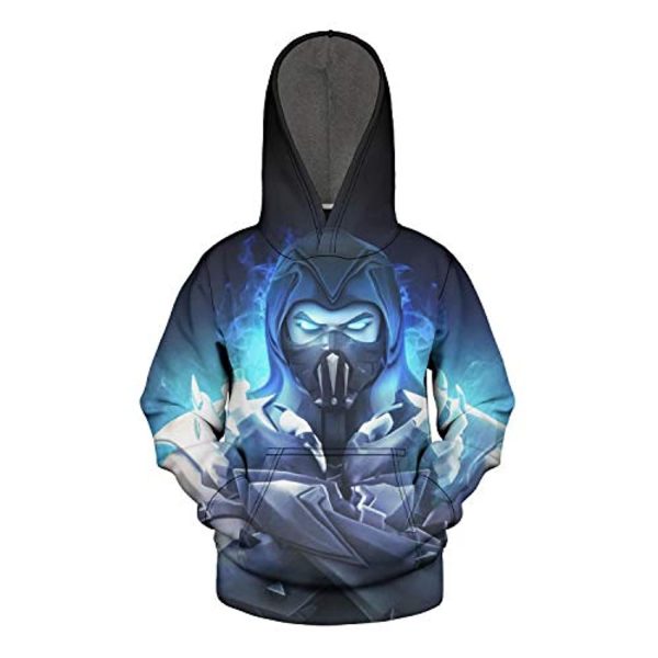 Mortal Kombat Hoodie - Unisex Sub-Zero Dark Blue 3D Print Pullover Drawstring Hoodie