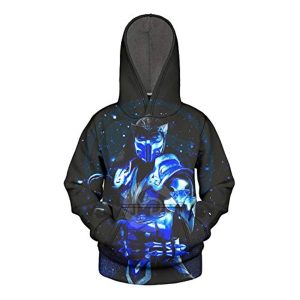 Mortal Kombat Hoodie - Unisex Sub-Zero Navy Blue 3D Print Pullover Drawstring Hoodie