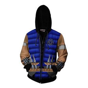 Mortal Kombat Zip Up Hooded Jacket - Sub-Zero Unisex 3D Print Drawstring Hoodie