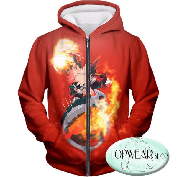 My Hero Academia Hoodies - Katsuki Bakugo Explosion Zip Up Hoodie