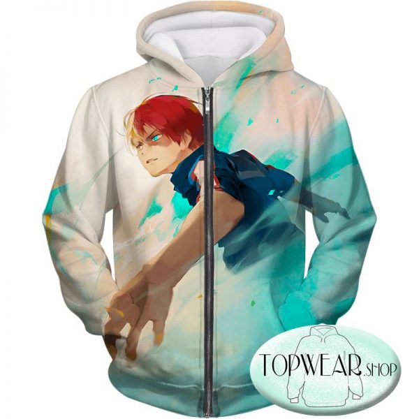 My Hero Academia Hoodies - Super Cool Graphic Promo Shoto Todoroki Zip Up Hoodie