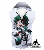 My Hero Academia Izuki Midoriya Action White Hoodie MHA015