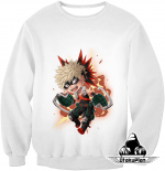 My Hero Academia Katsuki Explosion Quirk White Animated Hoodie MHA027