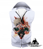 My Hero Academia Katsuki Explosion Quirk White Animated Hoodie MHA027