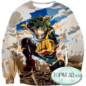 My Hero Academia Sweatshirts - Izuki Midoriya Plus Ultra Awesome One for All Action Sweatshirt