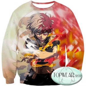 My Hero Academia Sweatshirts - Shoto Todoroki Half Cold Half Hot Hero Action Sweatshirt