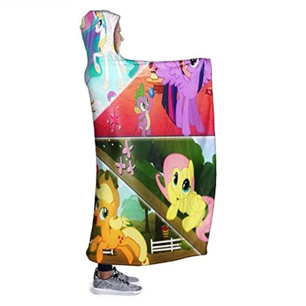 My Little Pony Hooded Blanket - 3D Print Fleece Wearable Hooded Blanket for Kids Teens Adults