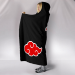 Naruto Akatsuki Hooded Blanket - Red Cloud LOGO Blanket