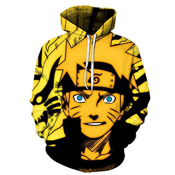 Naruto Anime Hoodies Uzumaki Naruto 3D Print Yellow Pullover Hoodie