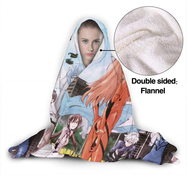 Neon Genesis Evangelion Fleece Flannel Hooded Blankets - Anime Travel Blankets