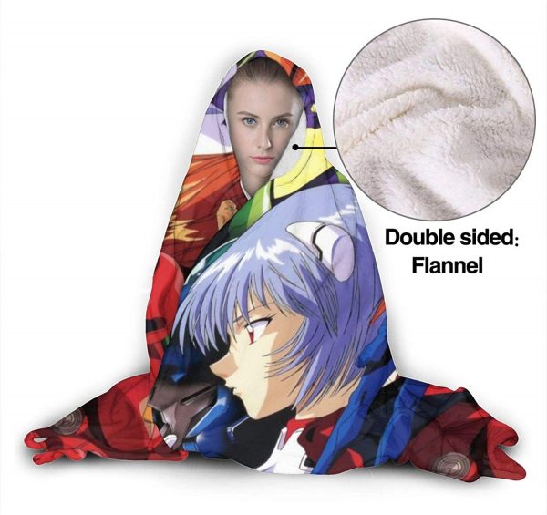 Neon Genesis Evangelion Hooded Blanket - Anime Wearable Throw Printed Blanket