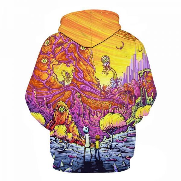 New Fashion Men Long Sleeve Rick and Morty 3D Print Hoodies Pullover Sweatshirt