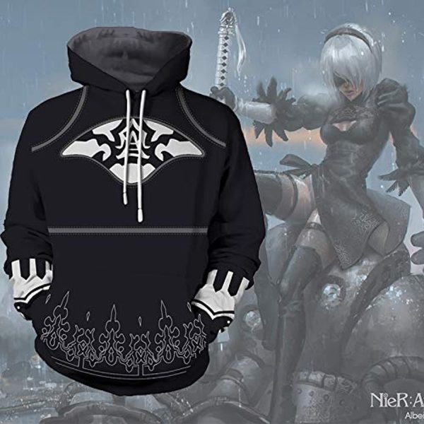 Nier Automata Hoodies - YoRHa No 2 Type B 2B 3D Print Pullover Hooded Sweater