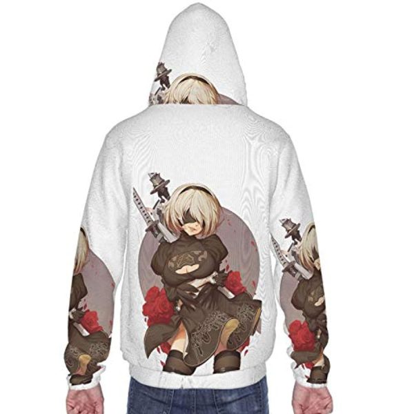 Nier Automata Hoodies - YoRHa No 2 Type B 2B 3D Print Zip Up Hooded Sweater for Teens