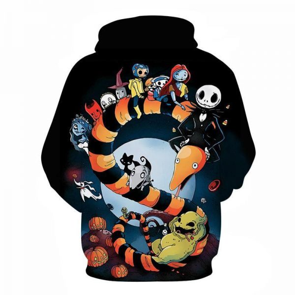 Nightmare Before Christmas Jack And Sally Hoodies - Nightmare Before Christmas Hoodies - Black Jack&Sally 3D Ugly Christmas Hoodie
