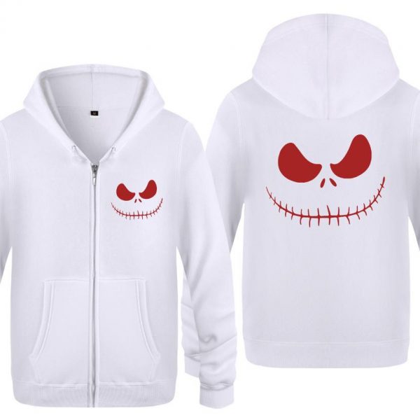 Nightmare Before Christmas Jack Hoodies - Nightmare Before Christmas Hoodies - Cool Jack Red Eyes Christmas Zip Up Hoodie