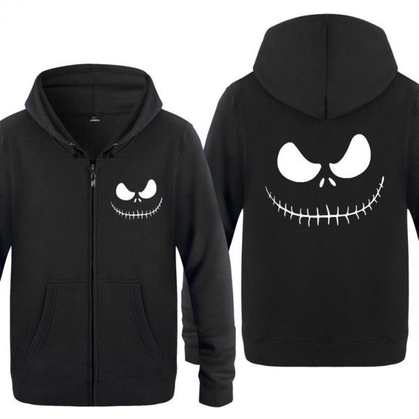 Nightmare Before Christmas Jack Hoodies - Nightmare Before Christmas Hoodies - Cool Jack White Eyes Christmas Zip Up Hoodie