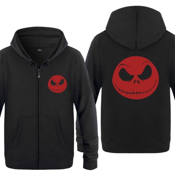 Nightmare Before Christmas Jack Hoodies - Nightmare Before Christmas Hoodies - Cool Jack Red Skull Icon Christmas Zip Up Hoodie