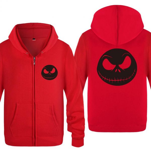 Nightmare Before Christmas Jack Hoodies - Nightmare Before Christmas Hoodies - Cool Jack Black Skull Icon Christmas Zip Up Hoodie