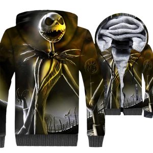 Nightmare Before Christmas Jackets - Skull Jack Series Flame Skull Jack Icon 3D Fleece Jacket