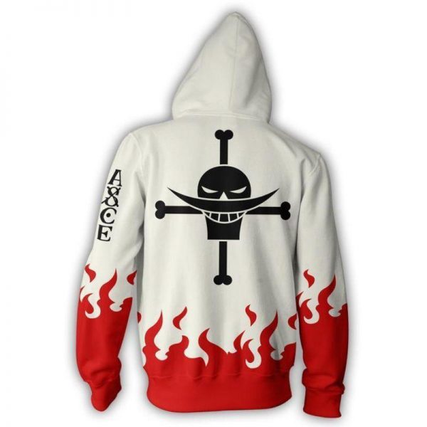 One Piece Ace Hoodies - White Zip Up Hoodie