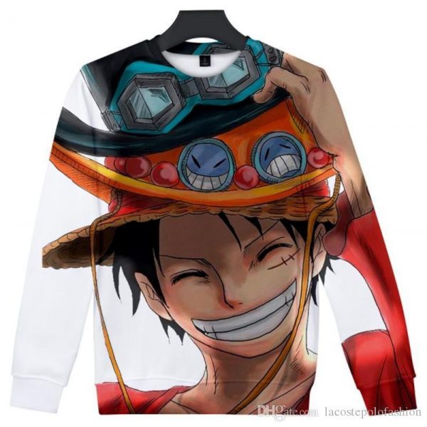 One Piece Cartoon Luffy 3D Print Loose Casual Long Sleeve Sweatshirts