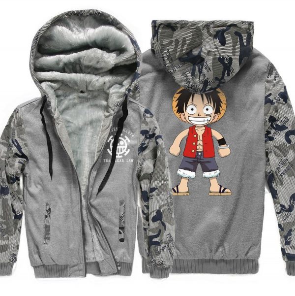 One Piece Jackets - Solid color One Piece Anime Series One Piece Luffy 3D Fleece Jacket