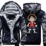 One Piece Jackets - Solid color One Piece Anime Series One Piece Luffy 3D Fleece Jacket