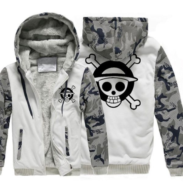 One Piece Jackets - Solid Color One Piece Anime Series One Piece Sign Super Cool Fleece Jacket