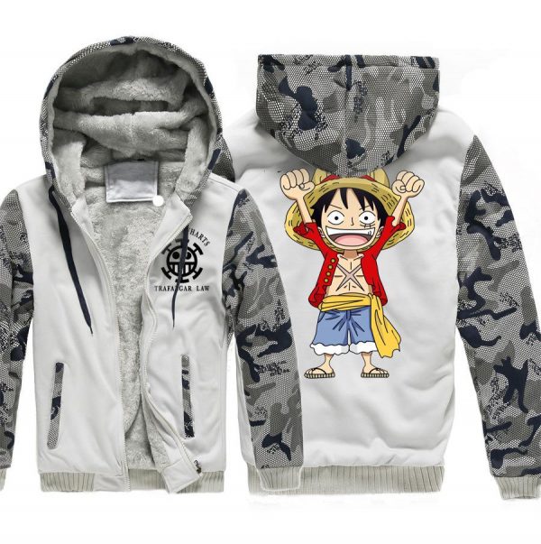 One Piece Jackets - Solid Color One Piece Anime Series One Piece Sign Super Cool Fleece Jacket