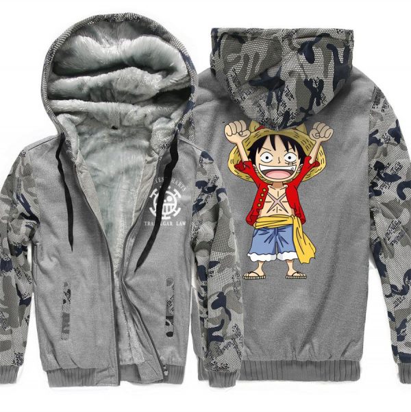 One Piece Jackets - Solid Color One Piece Anime Series One Piece Sign Super Cool Fleece Jacket