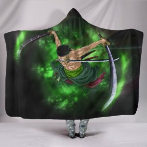 One Piece Roronoa Zoro Hooded Blanket - Green Blanket