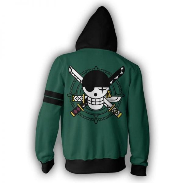 One Piece Roronoa Zoro Hoodies - Zip Up Green Hoodie